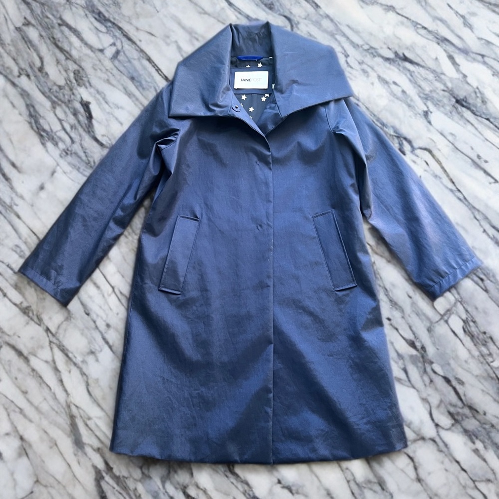 Jane Post Navy Trench Coat Size XS